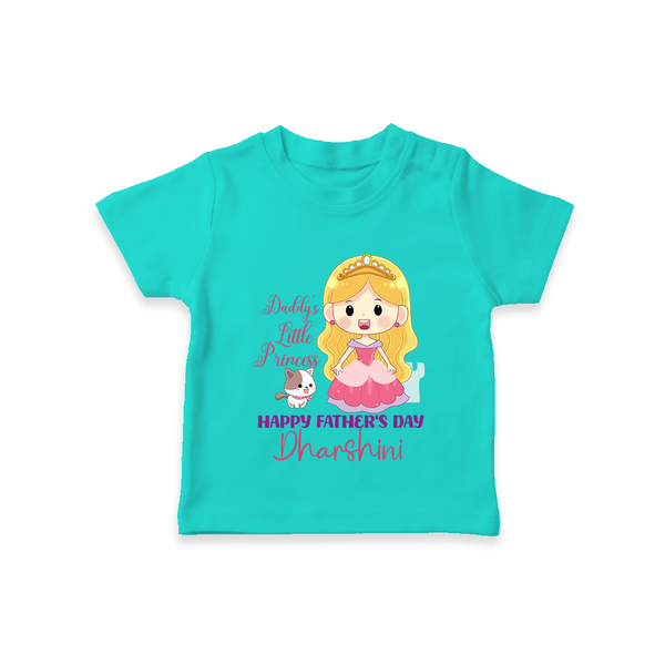 Newborn T-Shirt | Celebrate First Father's Day Custom Printed Design - TEAL - 0-5 Months Old (Chest 17")