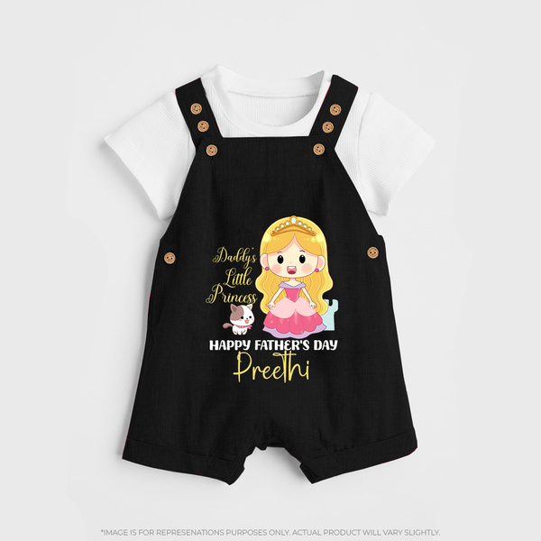 Newborn Dungaree Set | Celebrate First Father's Day Custom Printed Design - BLACK - 0 - 5 Months Old (Chest 18")