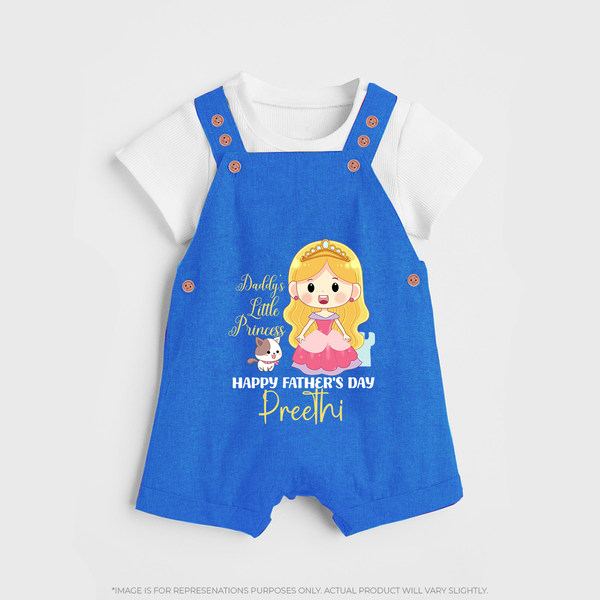 Newborn Dungaree Set | Celebrate First Father's Day Custom Printed Design - COBALT BLUE - 0 - 5 Months Old (Chest 18")