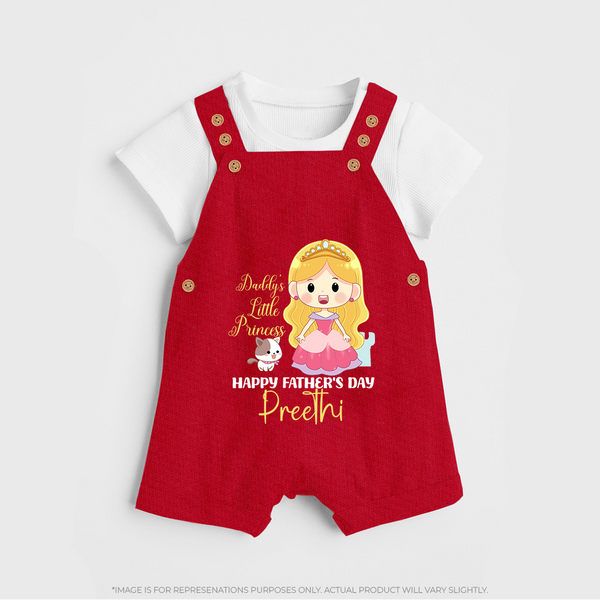 Newborn Dungaree Set | Celebrate First Father's Day Custom Printed Design - RED - 0 - 5 Months Old (Chest 18")