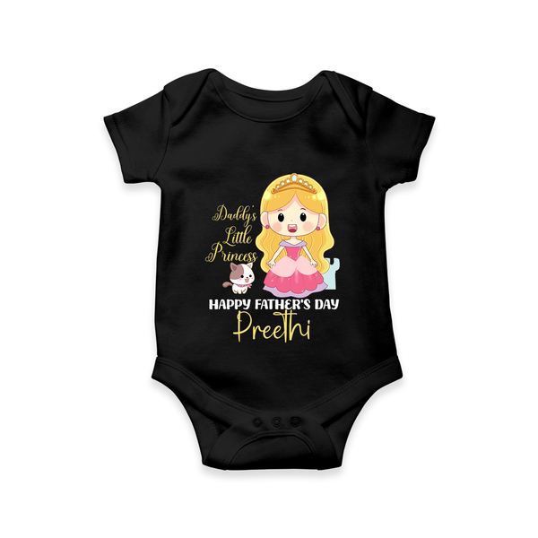 Newborn Romper/Onesie | Celebrate First Father's Day Custom Printed Design - BLACK - New Born (Chest 14")