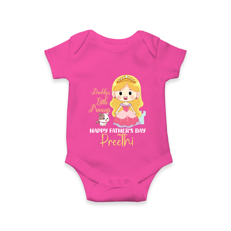Newborn Romper/Onesie | Celebrate First Father's Day Custom Printed Design - HOT PINK - New Born (Chest 14")