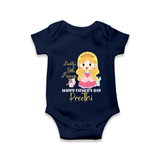 Newborn Romper/Onesie | Celebrate First Father's Day Custom Printed Design - NAVY BLUE - New Born (Chest 14")