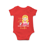 Newborn Romper/Onesie | Celebrate First Father's Day Custom Printed Design - RED - New Born (Chest 14")