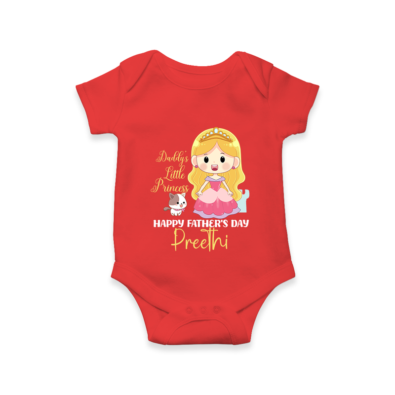 Newborn Romper/Onesie | Celebrate First Father's Day Custom Printed Design - RED - New Born (Chest 14")