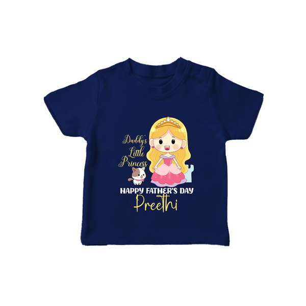 Newborn T-Shirt | Celebrate First Father's Day Custom Printed Design - NAVY BLUE - 0-5 Months Old (Chest 17")