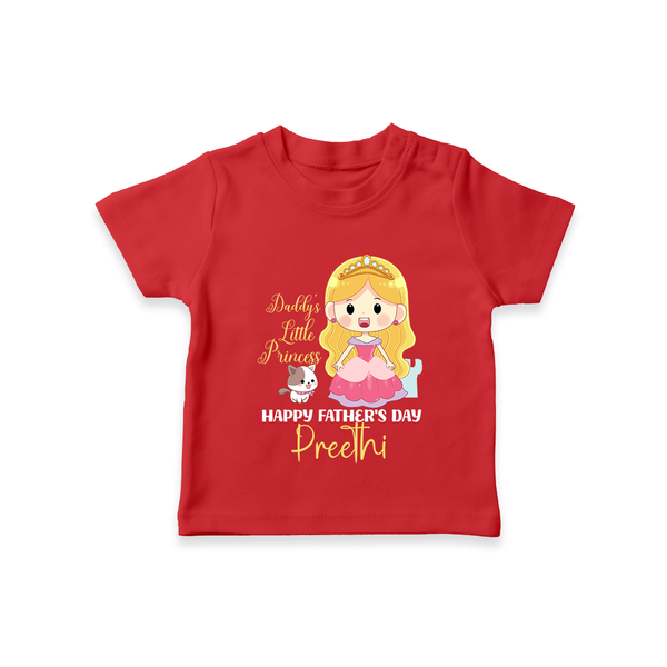 Newborn T-Shirt | Celebrate First Father's Day Custom Printed Design - RED - 0-5 Months Old (Chest 17")