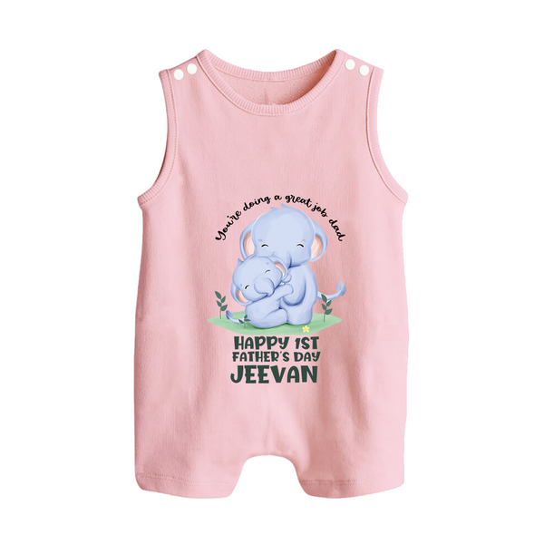 Baby Romper Suit/Sleeveless Romper for First Father's Day | Cute Gift Breathable Cotton Fabric - BABY PINK - 0 - 5 Months Old (Chest 18")