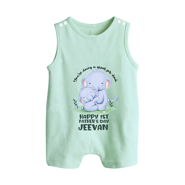 Baby Romper Suit/Sleeveless Romper for First Father's Day | Cute Gift Breathable Cotton Fabric - MINT GREEN - 0 - 5 Months Old (Chest 18")
