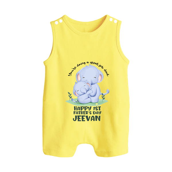 Baby Romper Suit/Sleeveless Romper for First Father's Day | Cute Gift Breathable Cotton Fabric - PASTEL YELLOW - 0 - 5 Months Old (Chest 18")