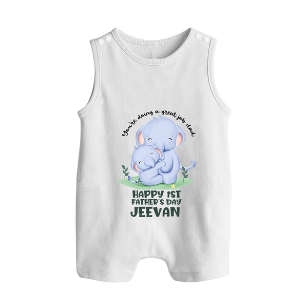 Baby Romper Suit/Sleeveless Romper for First Father's Day | Cute Gift Breathable Cotton Fabric - WHITE - 0 - 5 Months Old (Chest 18")