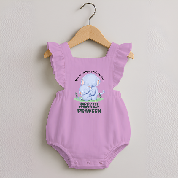 Baby Romper Frock for First Father's Day | Cute Gift Breathable Cotton Fabric - BABY PINK - 0 - 3 Months Old (Chest 19")