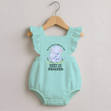 Baby Romper Frock for First Father's Day | Cute Gift Breathable Cotton Fabric - MINT GREEN - 0 - 3 Months Old (Chest 19")