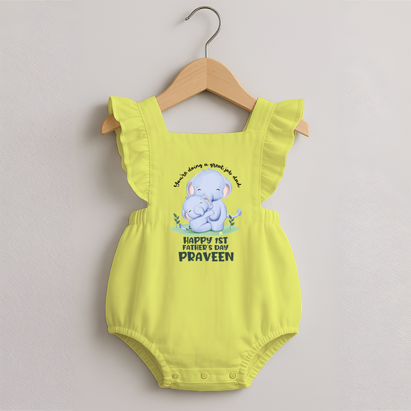 Baby Romper Frock for First Father's Day | Cute Gift Breathable Cotton Fabric - PASTEL YELLOW - 0 - 3 Months Old (Chest 19")