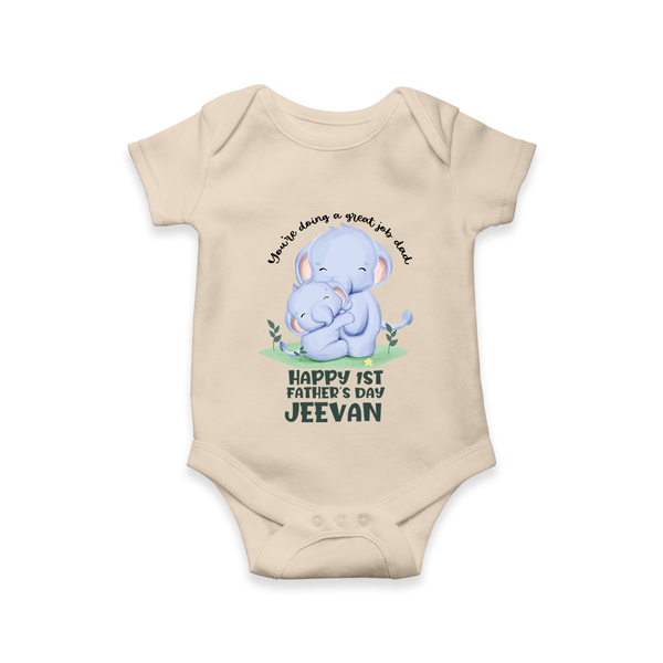 Baby Bodysuit/Onesie for First Father's Day | Cute Gift Breathable Cotton Fabric - IVORY - New Born (Chest 14")