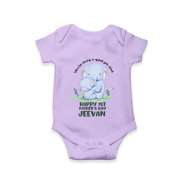 Baby Bodysuit/Onesie for First Father's Day | Cute Gift Breathable Cotton Fabric - LILAC - New Born (Chest 14")