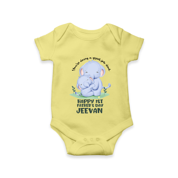 Baby Bodysuit/Onesie for First Father's Day | Cute Gift Breathable Cotton Fabric - PASTEL YELLOW - New Born (Chest 14")