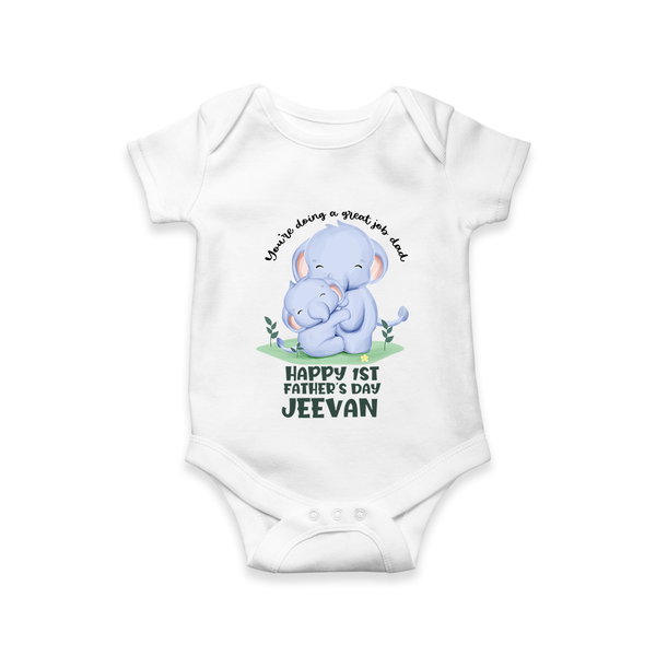 Baby Bodysuit/Onesie for First Father's Day | Cute Gift Breathable Cotton Fabric - WHITE - New Born (Chest 14")