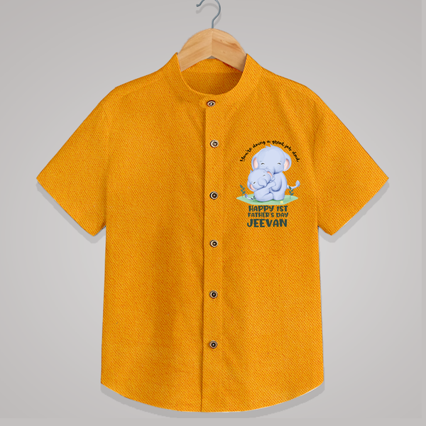 Baby Shirt for First Father's Day | Cute Gift Breathable Cotton Fabric - CHROME YELLOW - 0 - 6 Months Old (Chest 23")