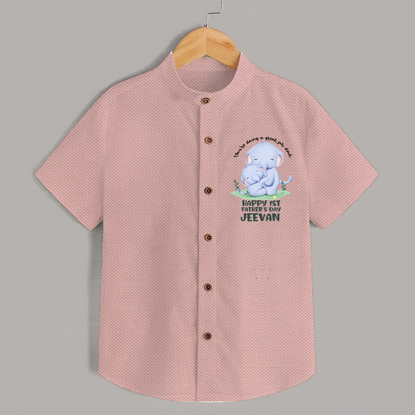 Baby Shirt for First Father's Day | Cute Gift Breathable Cotton Fabric - PEACH - 0 - 6 Months Old (Chest 23")