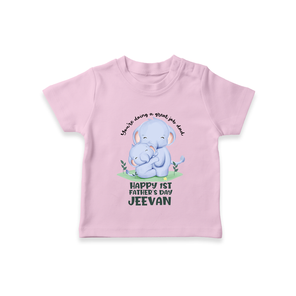 Baby T-Shirt for First Father's Day | Cute Gift Breathable Cotton Fabric - BABY PINK - 0-5 Months Old (Chest 17")