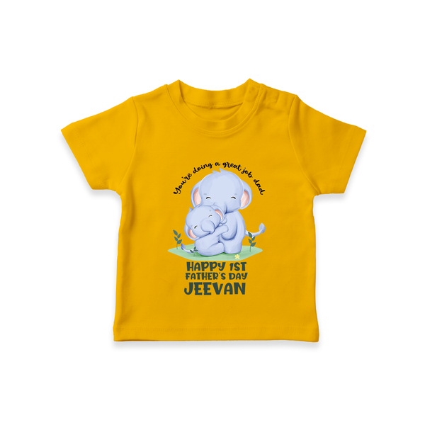 Baby T-Shirt for First Father's Day | Cute Gift Breathable Cotton Fabric - CHROME YELLOW - 0-5 Months Old (Chest 17")