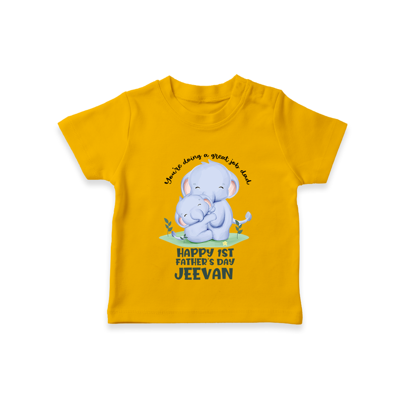 Baby T-Shirt for First Father's Day | Cute Gift Breathable Cotton Fabric - CHROME YELLOW - 0-5 Months Old (Chest 17")