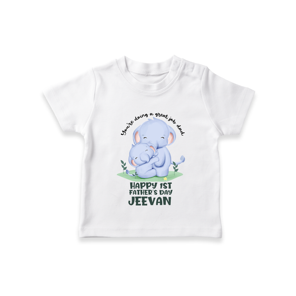 Baby T-Shirt for First Father's Day | Cute Gift Breathable Cotton Fabric - WHITE - 0-5 Months Old (Chest 17")