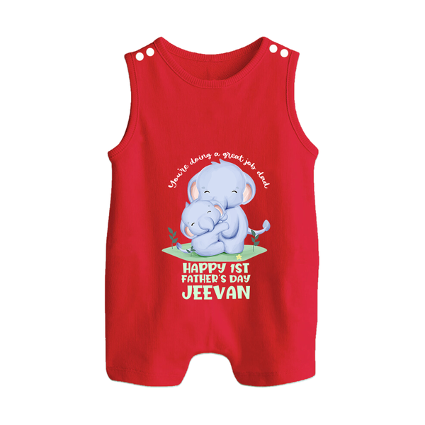 Baby Romper Suit/Sleeveless Romper for First Father's Day | Cute Gift Breathable Cotton Fabric - RED - 0 - 5 Months Old (Chest 18")
