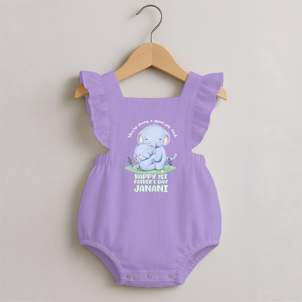 Baby Romper Frock for First Father's Day | Cute Gift Breathable Cotton Fabric - LILAC - 0 - 3 Months Old (Chest 19")