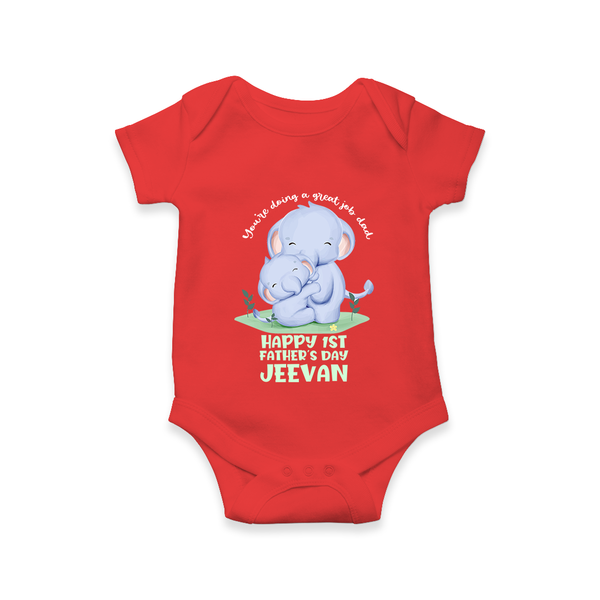 Baby Bodysuit/Onesie for First Father's Day | Cute Gift Breathable Cotton Fabric - RED - New Born (Chest 14")