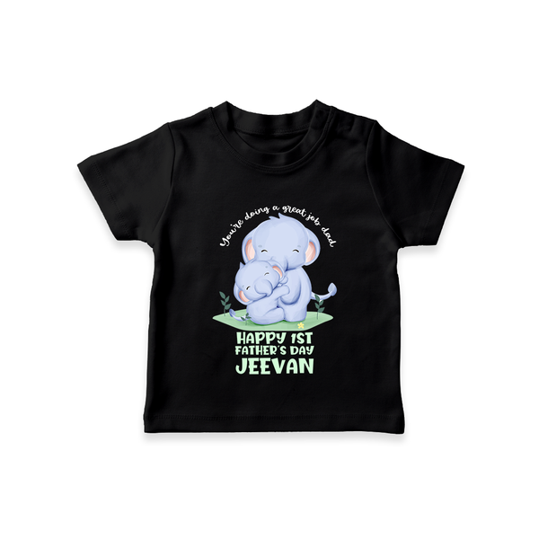 Baby T-Shirt for First Father's Day | Cute Gift Breathable Cotton Fabric - BLACK - 0-5 Months Old (Chest 17")