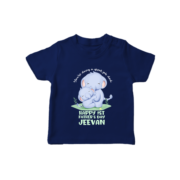 Baby T-Shirt for First Father's Day | Cute Gift Breathable Cotton Fabric - NAVY BLUE - 0-5 Months Old (Chest 17")