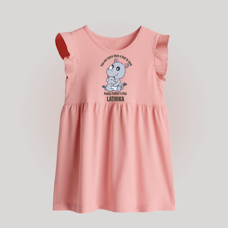 My First Father's Day Baby Frock | Dad and Me Matching Set Name Customizable - BABY PINK - 0 - 3 Months Old (Chest 17")