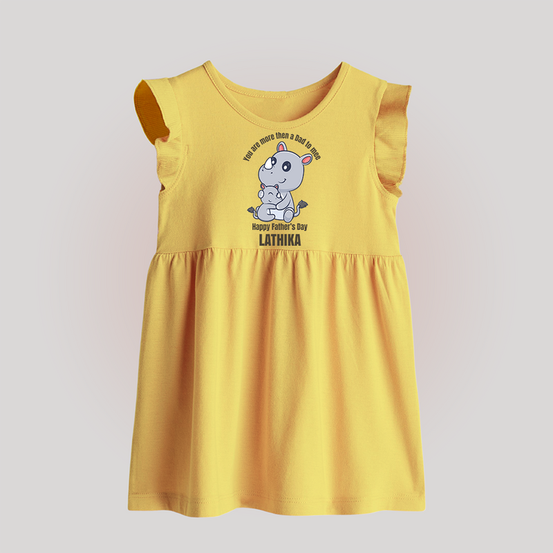 My First Father's Day Baby Frock | Dad and Me Matching Set Name Customizable - PASTEL YELLOW - 0 - 3 Months Old (Chest 17")