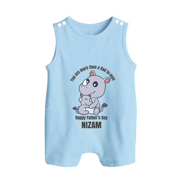 My First Father's Day Romper Suit/Sleeveless Romper | Dad and Me Matching Set Name Customizable - BABY BLUE - 0 - 5 Months Old (Chest 18")