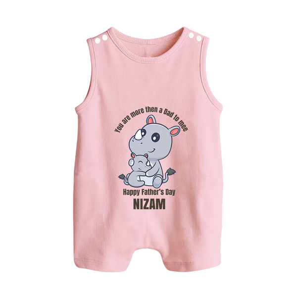 My First Father's Day Romper Suit/Sleeveless Romper | Dad and Me Matching Set Name Customizable - BABY PINK - 0 - 5 Months Old (Chest 18")