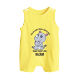 My First Father's Day Romper Suit/Sleeveless Romper | Dad and Me Matching Set Name Customizable - PASTEL YELLOW - 0 - 5 Months Old (Chest 18")