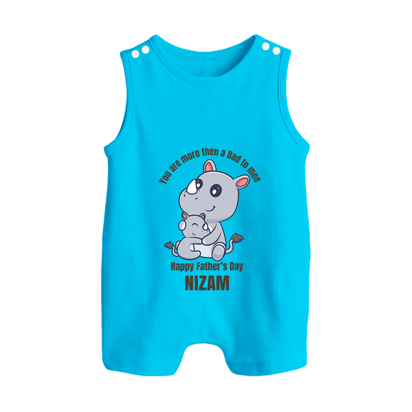 My First Father's Day Romper Suit/Sleeveless Romper | Dad and Me Matching Set Name Customizable - SKY BLUE - 0 - 5 Months Old (Chest 18")