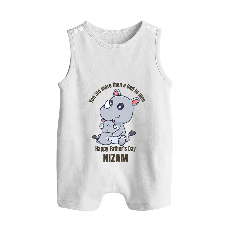 My First Father's Day Romper Suit/Sleeveless Romper | Dad and Me Matching Set Name Customizable - WHITE - 0 - 5 Months Old (Chest 18")
