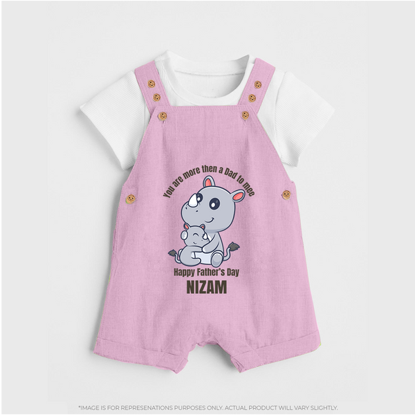 My First Father's Day Dungaree Set | Dad and Me Matching Set Name Customizable - BABY PINK - 0 - 5 Months Old (Chest 18")