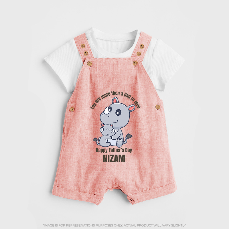 My First Father's Day Dungaree Set | Dad and Me Matching Set Name Customizable - PEACH - 0 - 5 Months Old (Chest 18")