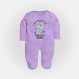 My First Father's Day Full Sleeve Bodysuit/Sleep Suit | Dad and Me Matching Set Name Customizable - LILAC - New Born (Chest 7.5")