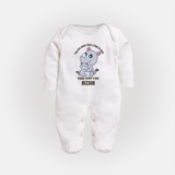 My First Father's Day Full Sleeve Bodysuit/Sleep Suit | Dad and Me Matching Set Name Customizable - WHITE - New Born (Chest 7.5")