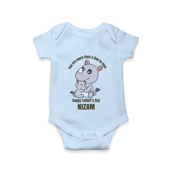 My First Father's Day Romper/Onesie | Dad and Me Matching Set Name Customizable - BABY BLUE - New Born (Chest 14")