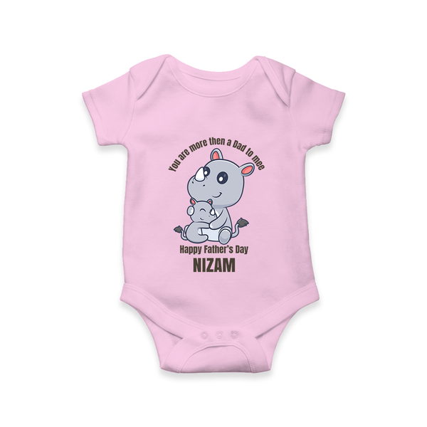 My First Father's Day Romper/Onesie | Dad and Me Matching Set Name Customizable - BABY PINK - New Born (Chest 14")