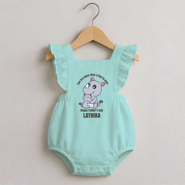 My First Father's Day Romper Frock | Dad and Me Matching Set Name Customizable - MINT GREEN - 0 - 3 Months Old (Chest 19")