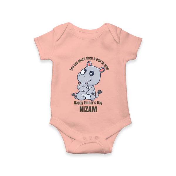 My First Father's Day Romper/Onesie | Dad and Me Matching Set Name Customizable - PEACH - New Born (Chest 14")