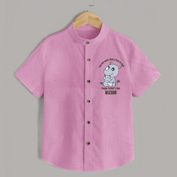 My First Father's Day Shirt | Dad and Me Matching Set Name Customizable - BABY PINK - 0 - 6 Months Old (Chest 23")