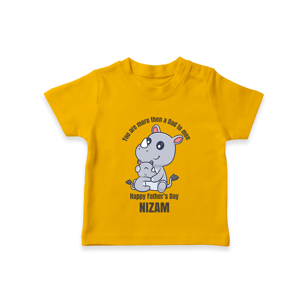 My First Father's Day T-Shirt | Dad and Me Matching Set Name Customizable - CHROME YELLOW - 0-5 Months Old (Chest 17")